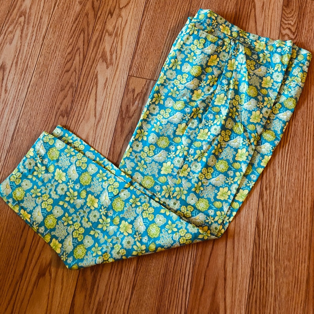 VTG Lilly Pulitzer Turquoise Citrus Resort Pants M